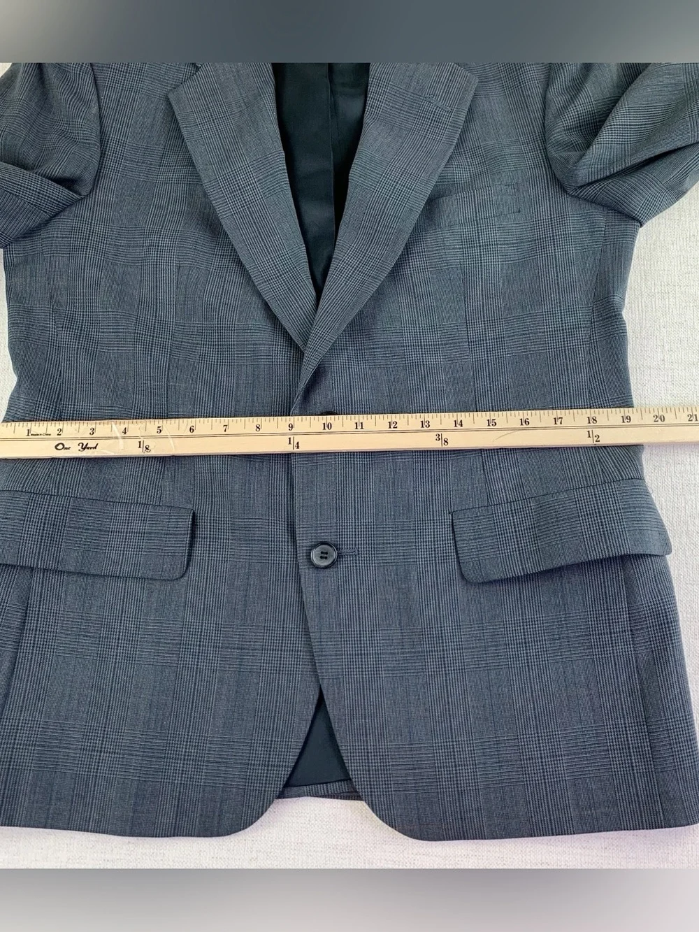 Palm Beach Men's Glen Plaid pure wool sport coat Blazer long sleeve blue